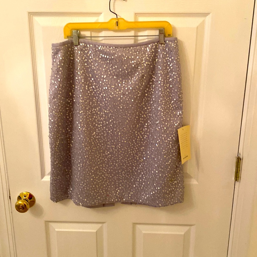 Bloomingdale’s silver sequined lined skirt